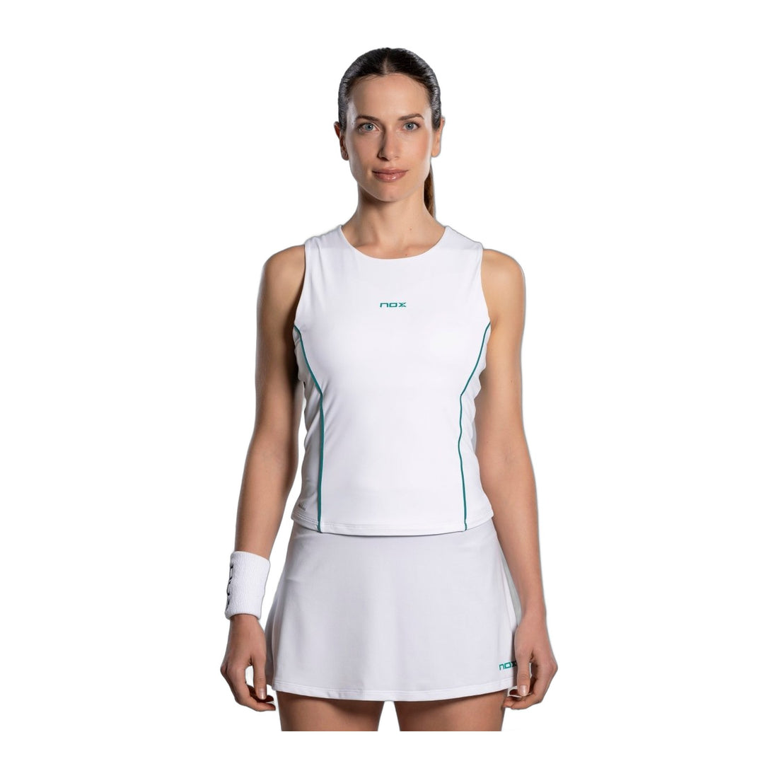 NOX PRO White/Ivy Green Women's Padel Tank Top